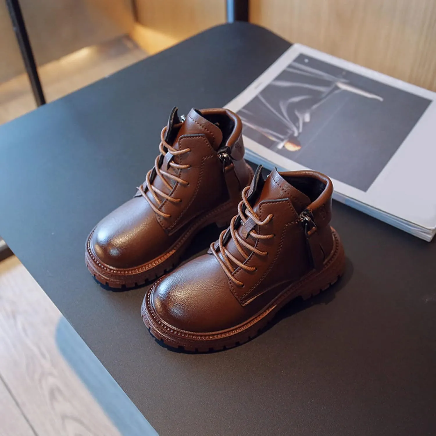 Winter Children Boots Boys and Girls Ankle Boots Round Toe Thick Sole Non Slip Solid Color Warm Girls Lightweight Boots