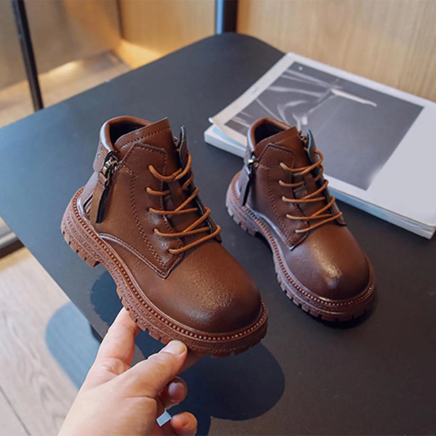 Winter Children Boots Boys and Girls Ankle Boots Round Toe Thick Sole Non Slip Solid Color Warm Girls Lightweight Boots