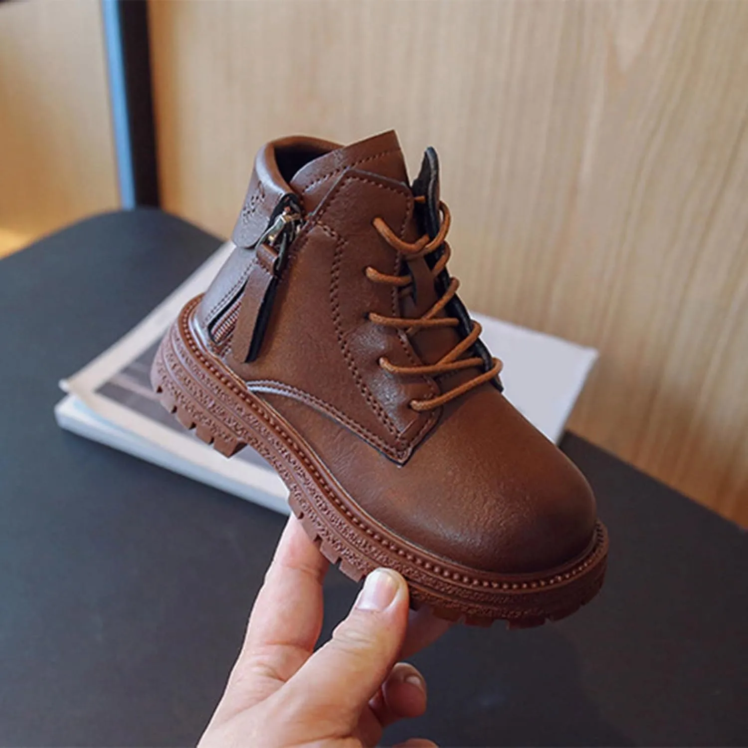 Winter Children Boots Boys and Girls Ankle Boots Round Toe Thick Sole Non Slip Solid Color Warm Girls Lightweight Boots