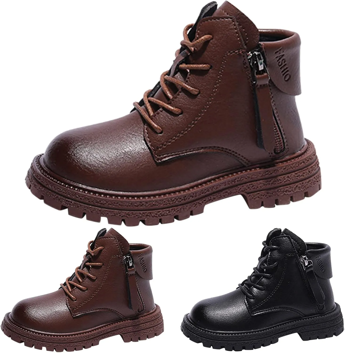 Winter Children Boots Boys And Girls Ankle Boots Round Toe Thick Sole Non Slip Solid Color Warm Neoprene Boots