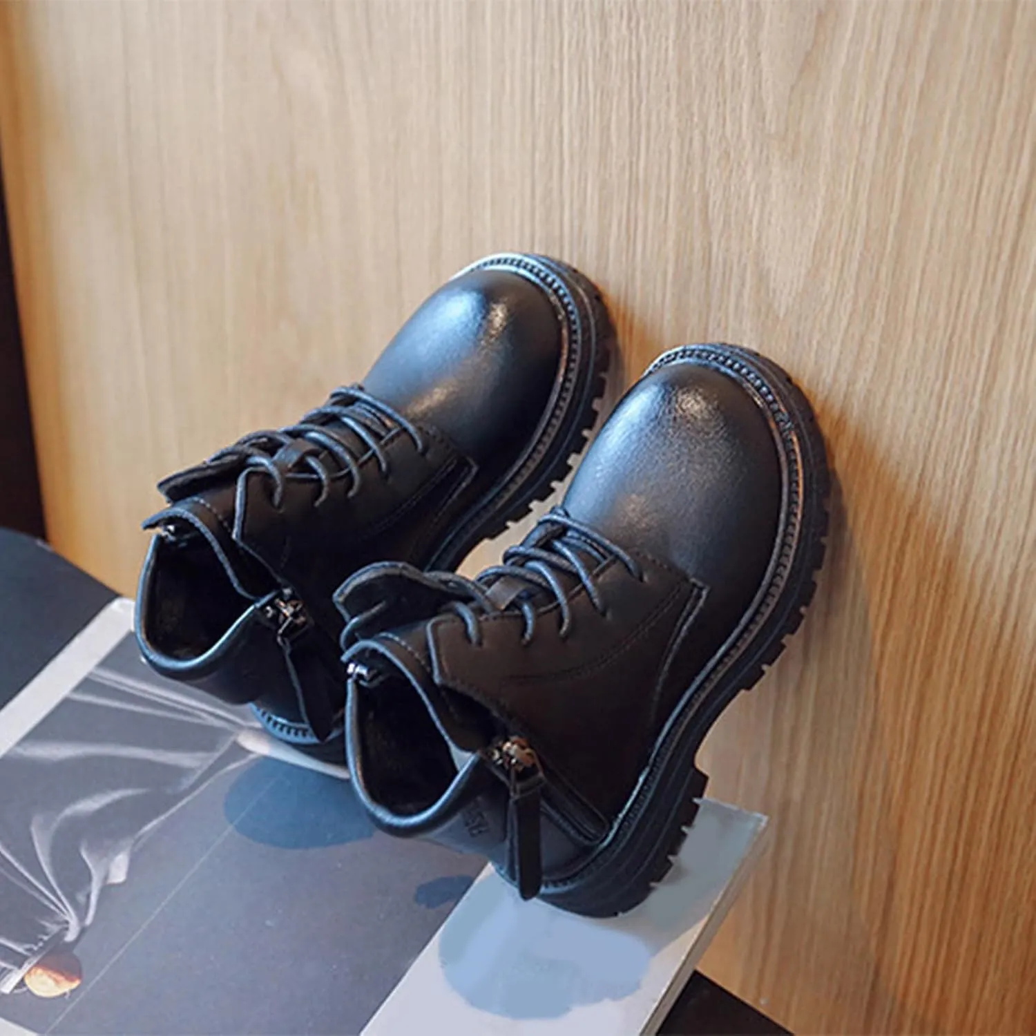 Winter Children Boots Boys And Girls Ankle Boots Round Toe Thick Sole Non Slip Solid Color Warm Neoprene Boots