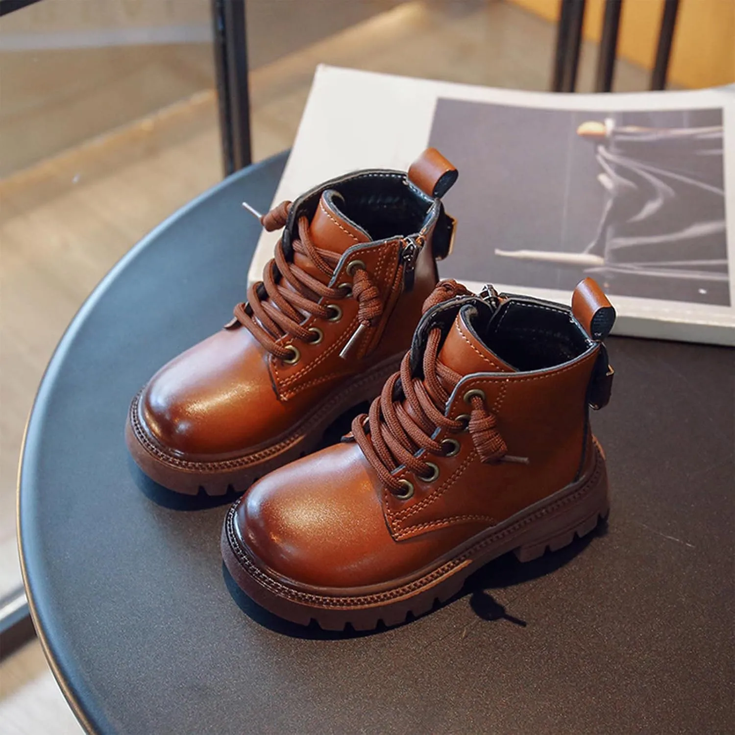 Winter Children Boots Boys and Girls Ankle Boots Thick Sole Non Slip Side Toddler Girl Four Button Knee High Boots