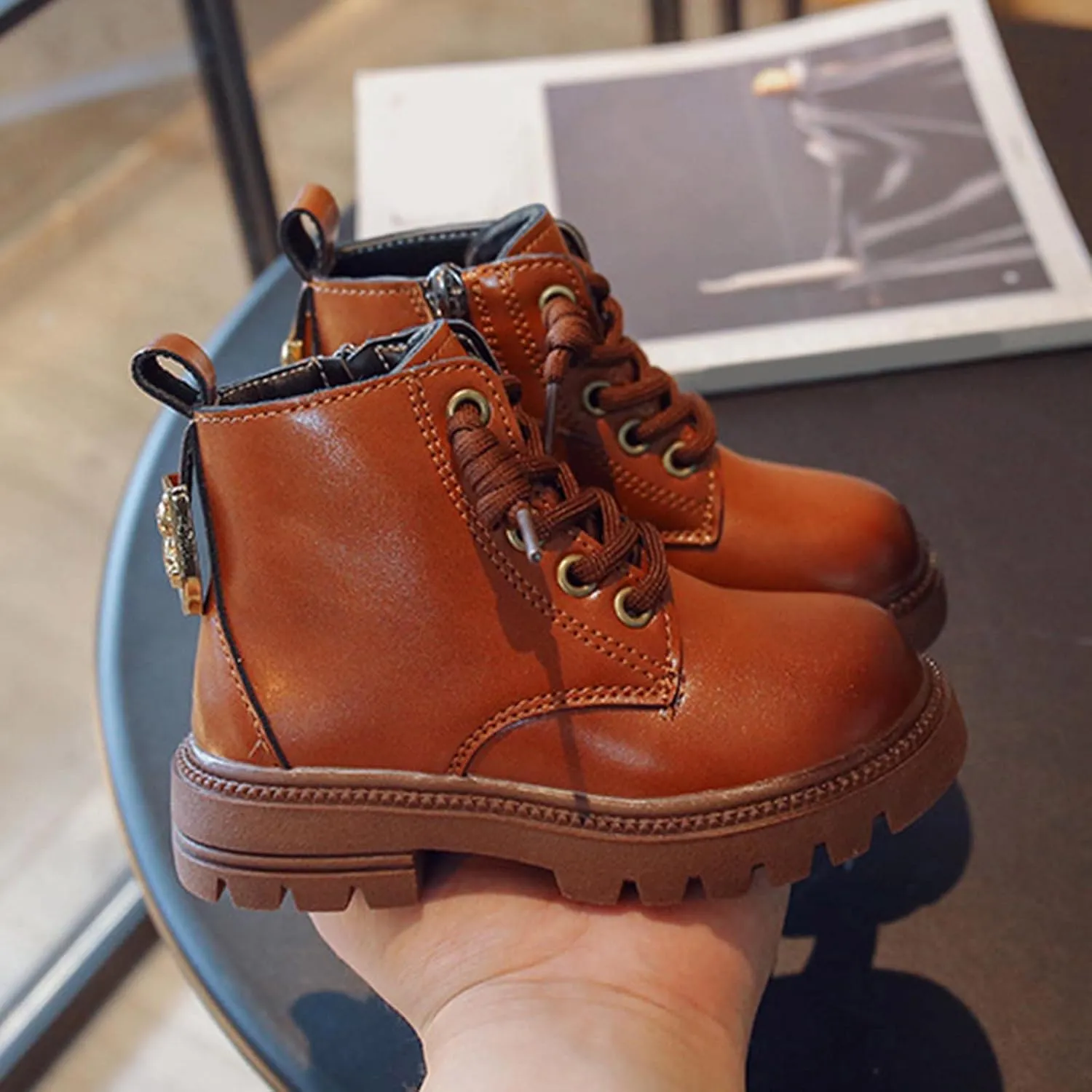 Winter Children Boots Boys and Girls Ankle Boots Thick Sole Non Slip Side Toddler Girl Four Button Knee High Boots