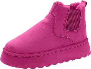 Women Leather Boots Winter Thick Sole With Plush Insulation Short Tube And Cotton Snow Boots Short Snow Boots