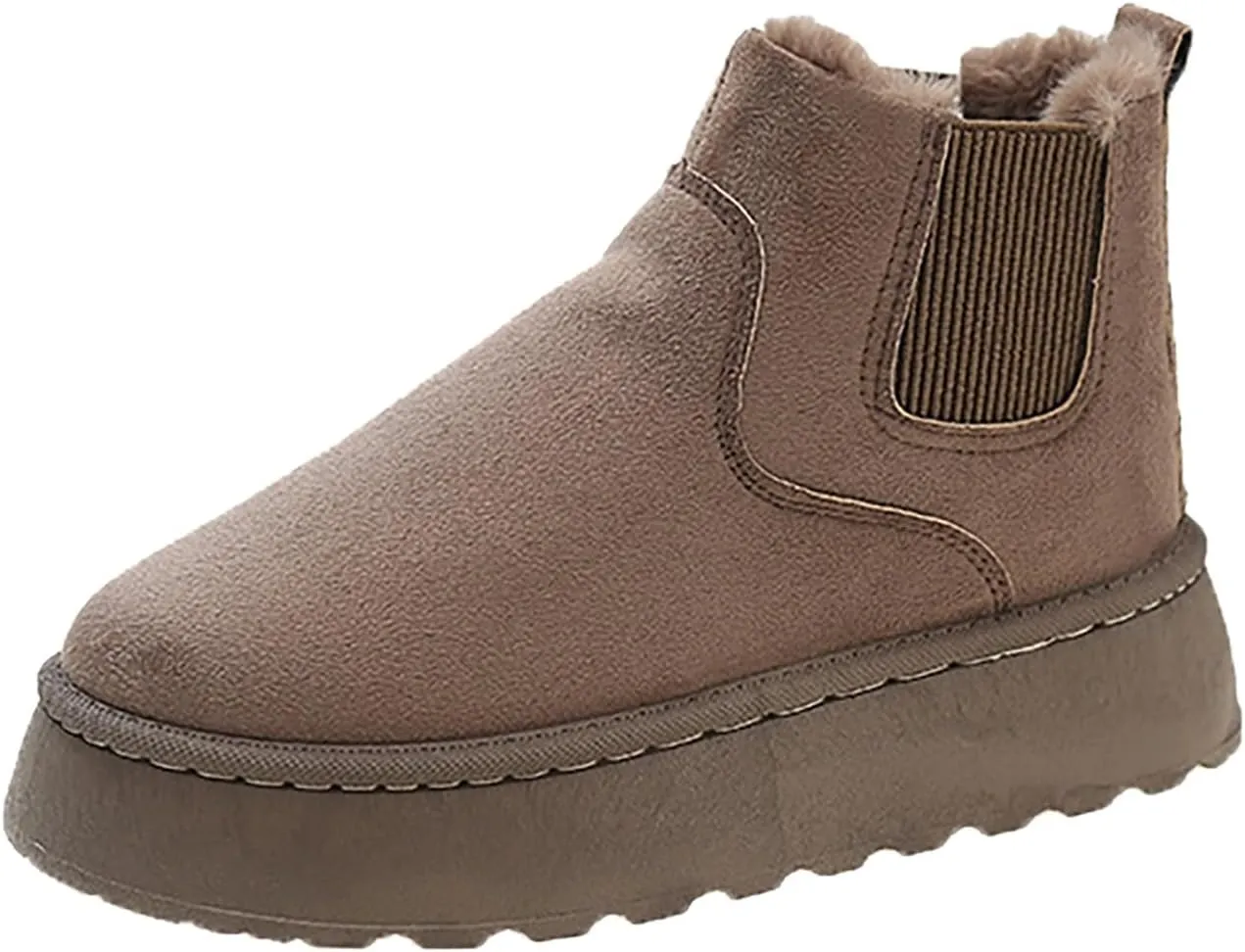 Women Leather Boots Winter Thick Sole With Plush Insulation Short Tube And Cotton Snow Boots Short Snow Boots