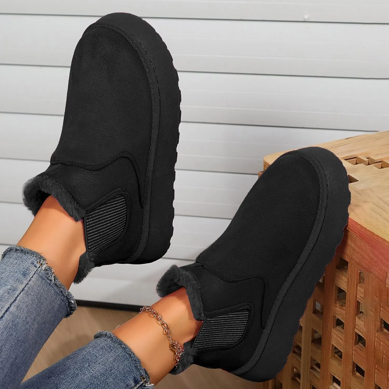 Women Leather Boots Winter Thick Sole With Plush Insulation Short Tube And Cotton Snow Boots Short Snow Boots