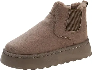 Women Leather Boots Winter Thick Sole With Plush Insulation Short Tube And Cotton Snow Boots Short Snow Boots
