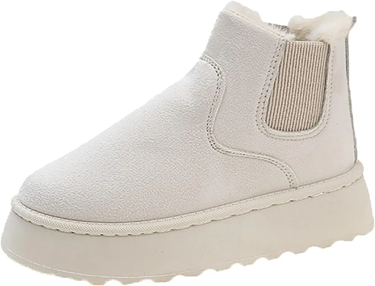Women Leather Boots Winter Thick Sole With Plush Insulation Short Tube And Cotton Snow Boots Short Snow Boots