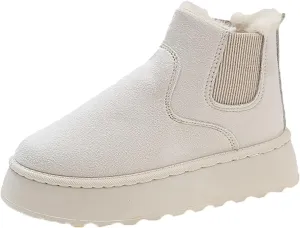 Women Leather Boots Winter Thick Sole With Plush Insulation Short Tube And Cotton Snow Boots Short Snow Boots