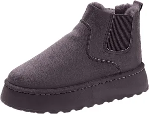 Women Leather Boots Winter Thick Sole With Plush Insulation Short Tube And Cotton Snow Boots Short Snow Boots
