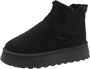 Women Leather Boots Winter Thick Sole With Plush Insulation Short Tube And Cotton Snow Boots Short Snow Boots