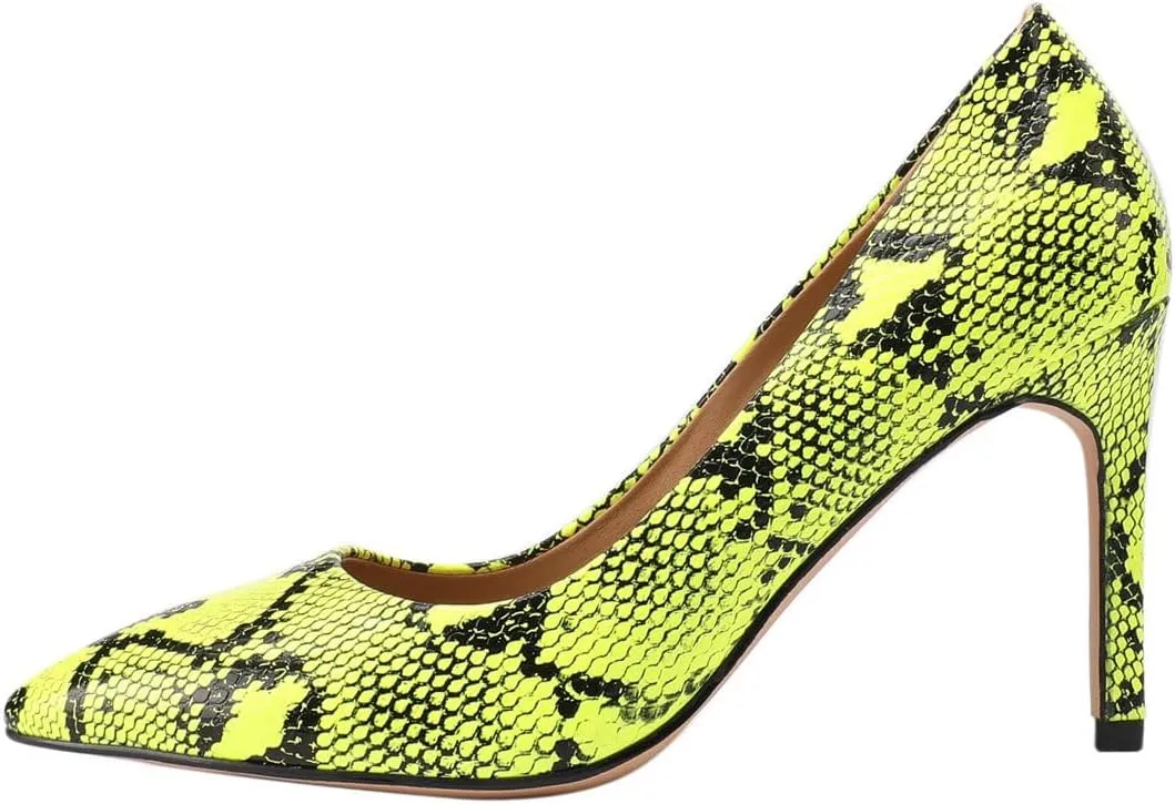 Women Snakeskin Heels, Animal Pirnt Slip On Pointed Toe Pumps, Closed Toe High Stiletto Heel Dress Shoes for Wedding Party Office
