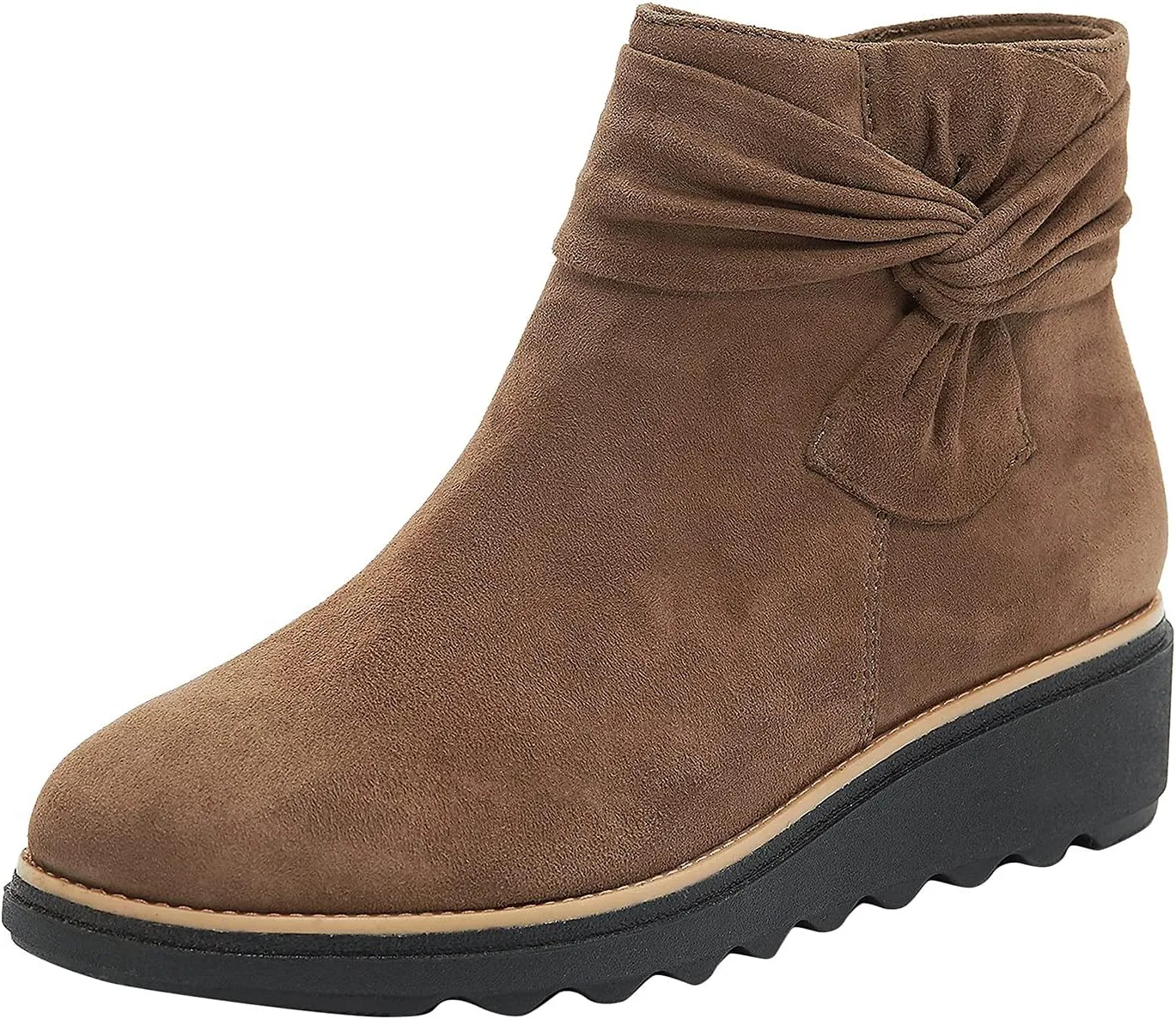 Womens Boots Fashion Flock Insulated Warm Anti-slip Boots for Women Casual Bowknot Thick Sole Zipper Ankle Boots