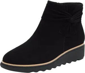 Womens Boots Fashion Flock Insulated Warm Anti-slip Boots for Women Casual Bowknot Thick Sole Zipper Ankle Boots