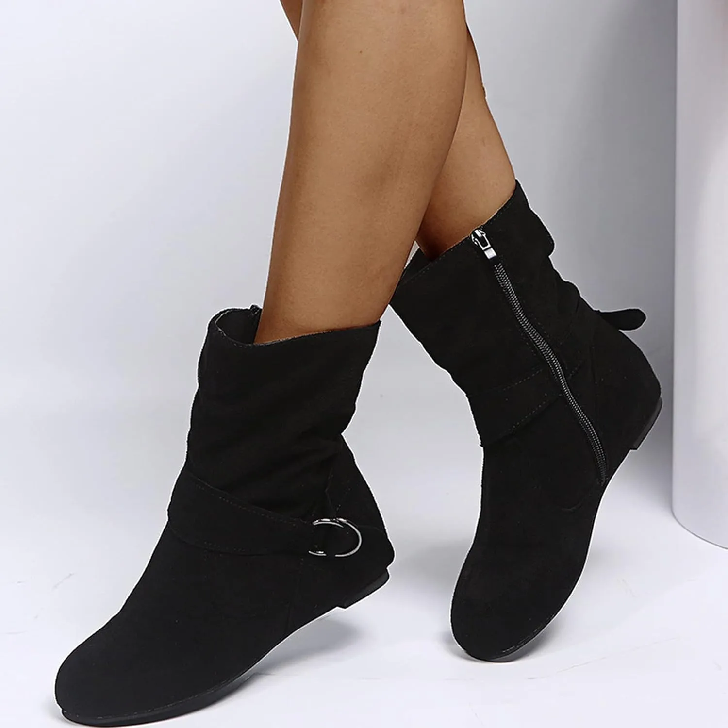 Womens Boots Fashion Fully Fur Lined Thick Sole Side Zipper Boots for Women Soft Cozy Warm Snow Boots for Women