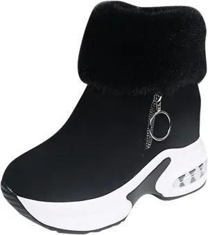 Womens Boots Fashion Fully Fur Lined Thick Sole Side Zipper Boots for Women Soft Cozy Warm Snow Boots for Women