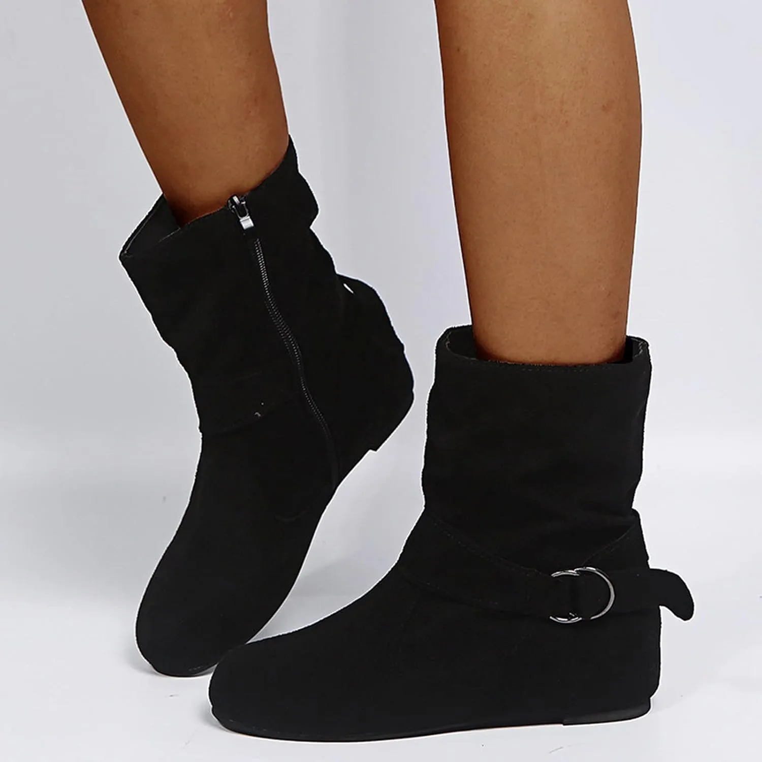 Womens Boots Fashion Fully Fur Lined Thick Sole Side Zipper Boots for Women Soft Cozy Warm Snow Boots for Women