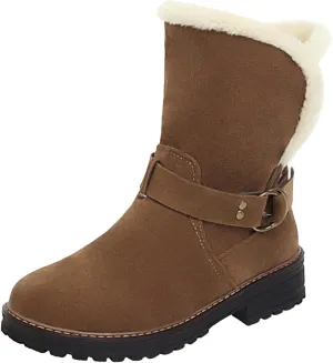 Womens Boots Fashion Fully Fur Lined Thick Sole Side Zipper Boots for Women Soft Cozy Warm Snow Boots for Women