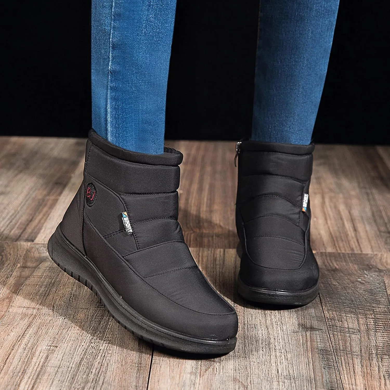 Womens Boots Fuzzy Fur Lined Thick Sole Zipper Fashion Boots for Women Soft PU Leather Warm Snow Boots for Women