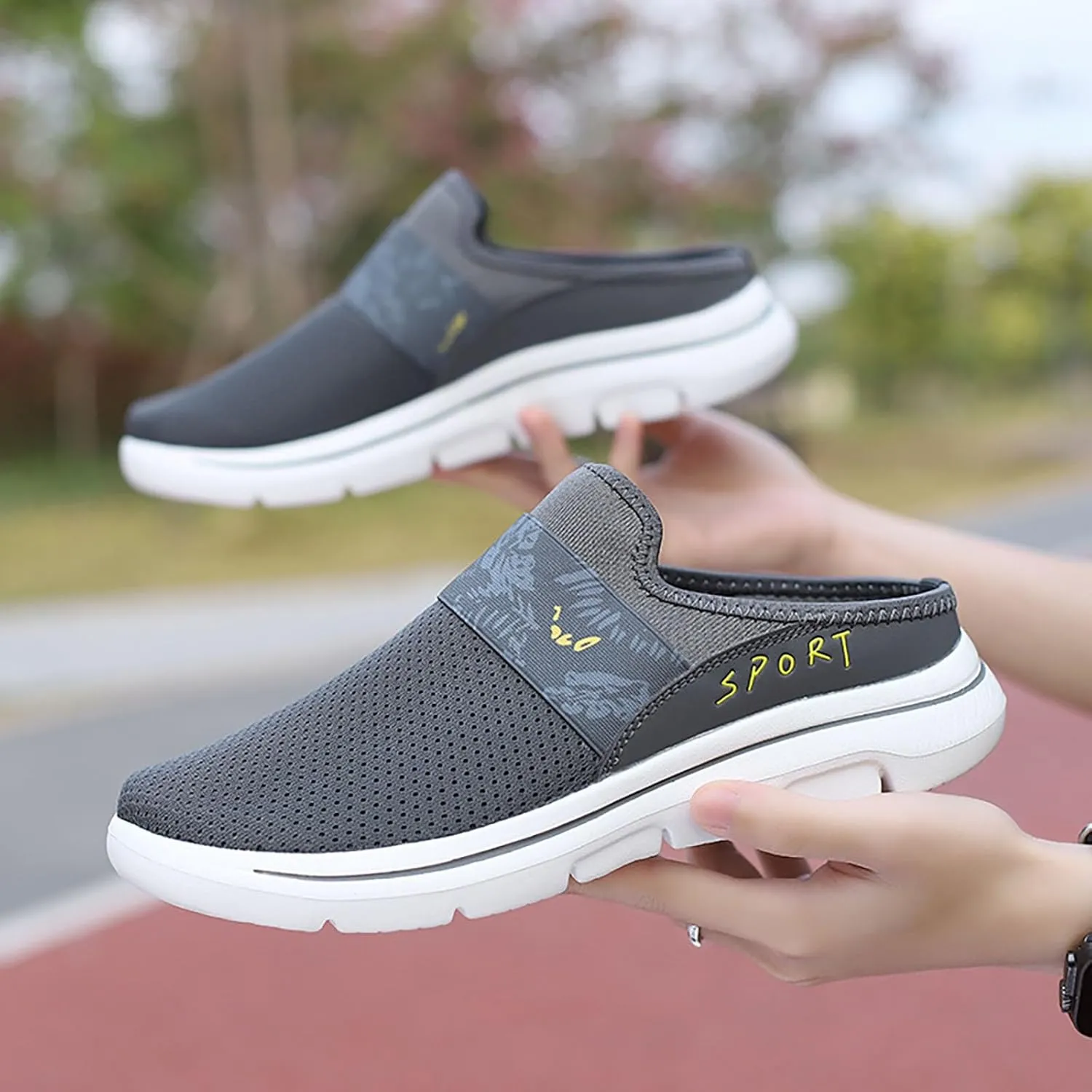 Womens Breathable Mesh Walking Mules Sneakers Mens Dress Shoes Arch Support Men Shoes Casual Dress Sneakers Slip On Tennis Shoe Loafers Casual Slip On