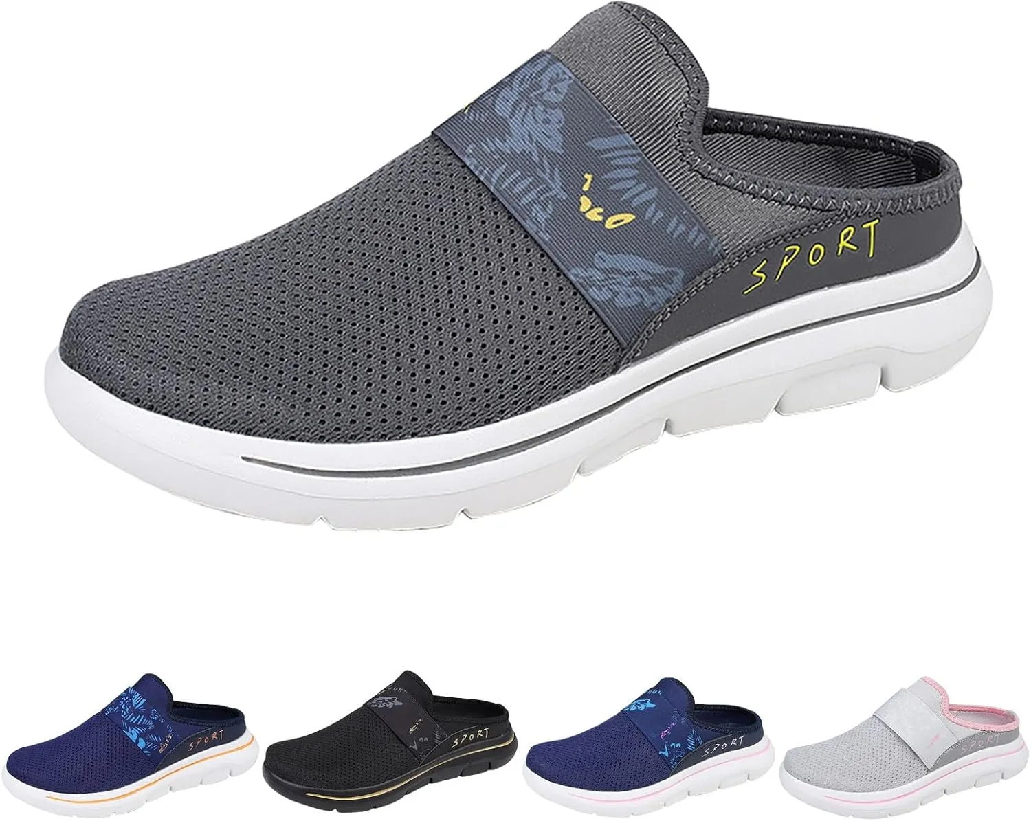 Womens Breathable Mesh Walking Mules Sneakers Mens Dress Shoes Arch Support Men Shoes Casual Dress Sneakers Slip On Tennis Shoe Loafers Casual Slip On