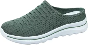 Women's Casual Slip On Shoes Breathable Flat Thick Sole Round Toe Fabric Loafers Comfortable Walking Footwear for