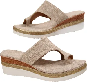 Women's Casual Thick Sole Mid Heel Flip Flop Sandals Comfortable Beach Slide Wedge Sandals for Women Size 9 2 Inches