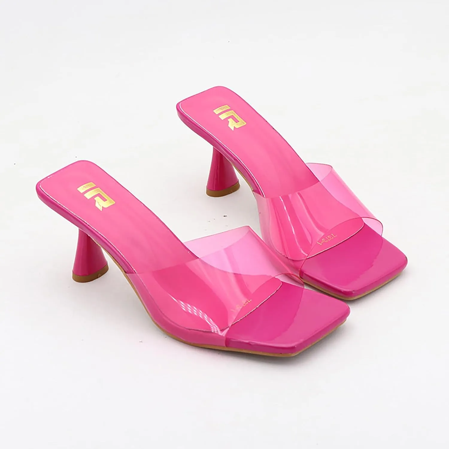 Women's Clear Strap Square Toe Stilettos Sandals Slip-on Sexy Jelly Color Comfortable Open Toe High Heels Mules for Summer Party Prom Date Dress Slides