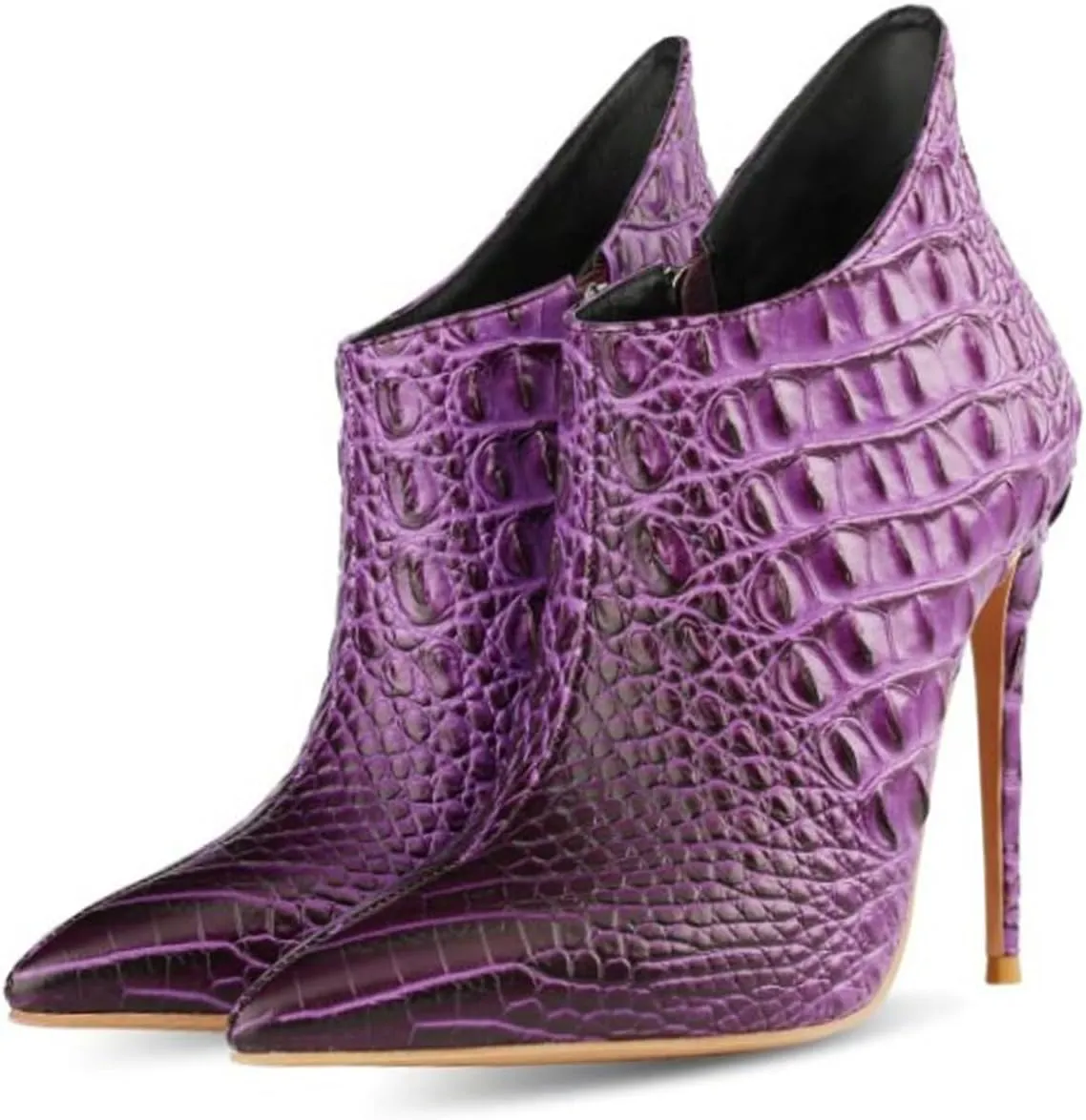 Women's Fashion Snakeskin Stiletto High Heels Ankle Boots Sexy Side Zipper Booties Elegant Business Leather Short Boots