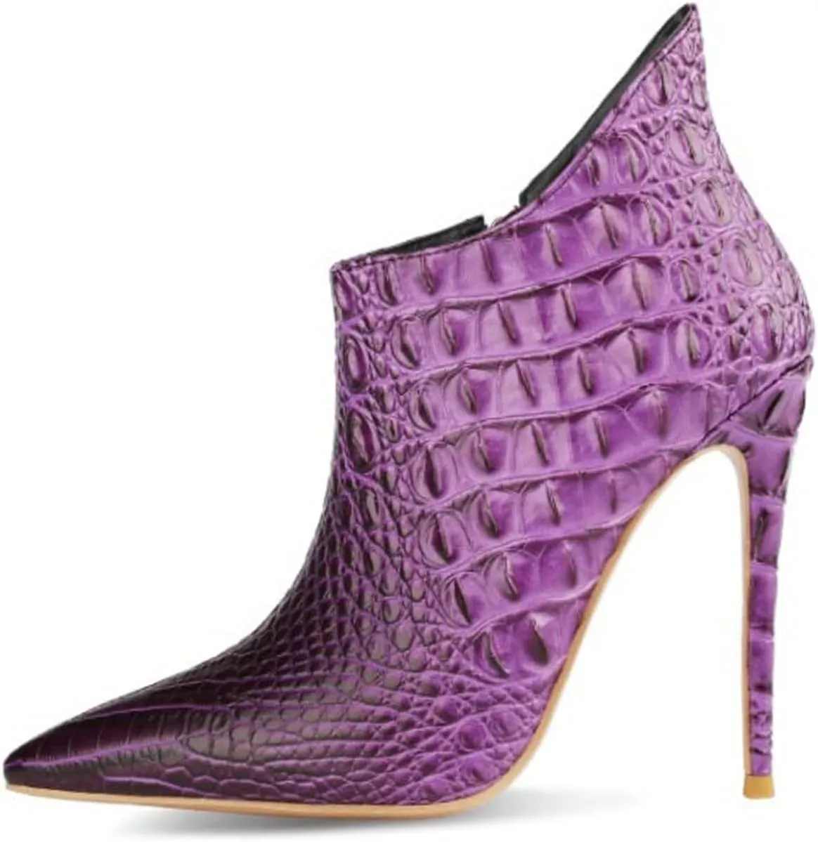 Women's Fashion Snakeskin Stiletto High Heels Ankle Boots Sexy Side Zipper Booties Elegant Business Leather Short Boots