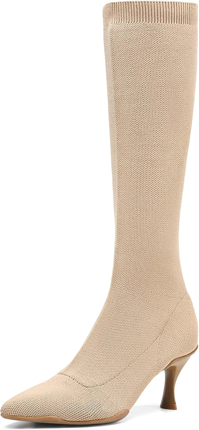 Womens Minimalist Pointed Toe High Boots