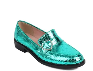 Women's Platform Pull-On Glitter Oxford Shoes Closed Square Toe Heart Buckle Loafers Comfortable Chunky Dating Flats Wedding Vintage Wingtip Block Low Heeled All Weather Heels