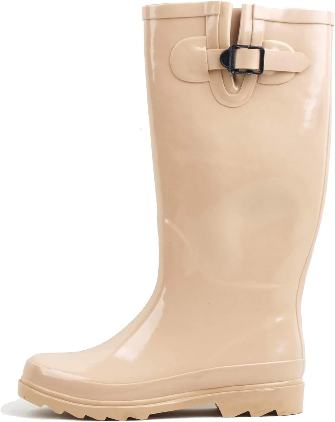 Women's Rain Boots Adjustable Buckle Fashion Mid Calf Wellies Rubber Knee High Snow Multiple Styles