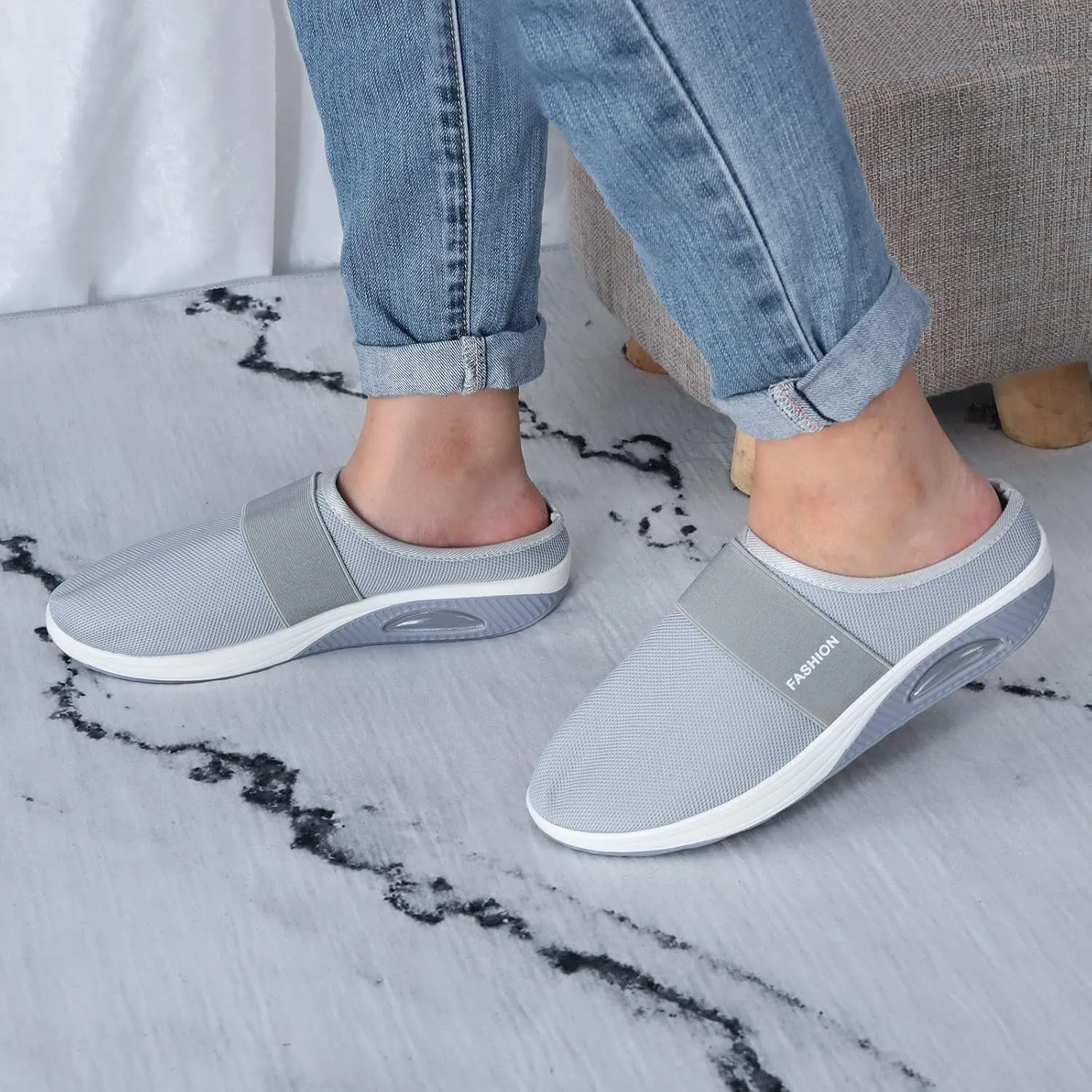Women's Slip-On Orthopedic Arch Support Backless Tennis Shoes Men Lether Casual Tennis Shoes Casual Sneakers Steel Toe Tennis Shoe White Loafers