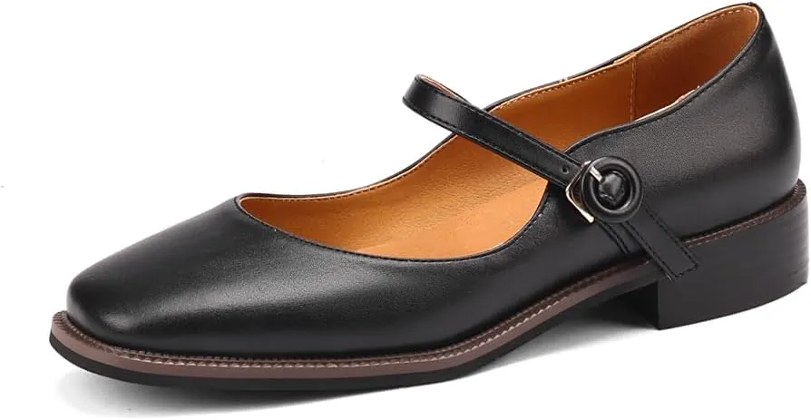 Women's Square Closed Pump Loafers Pull-On Buckle Metallic Strap Comfortable Chunky Low Heel Office Student Work Casual Comfortable Fashion Business Daily Wear Dress Shoes