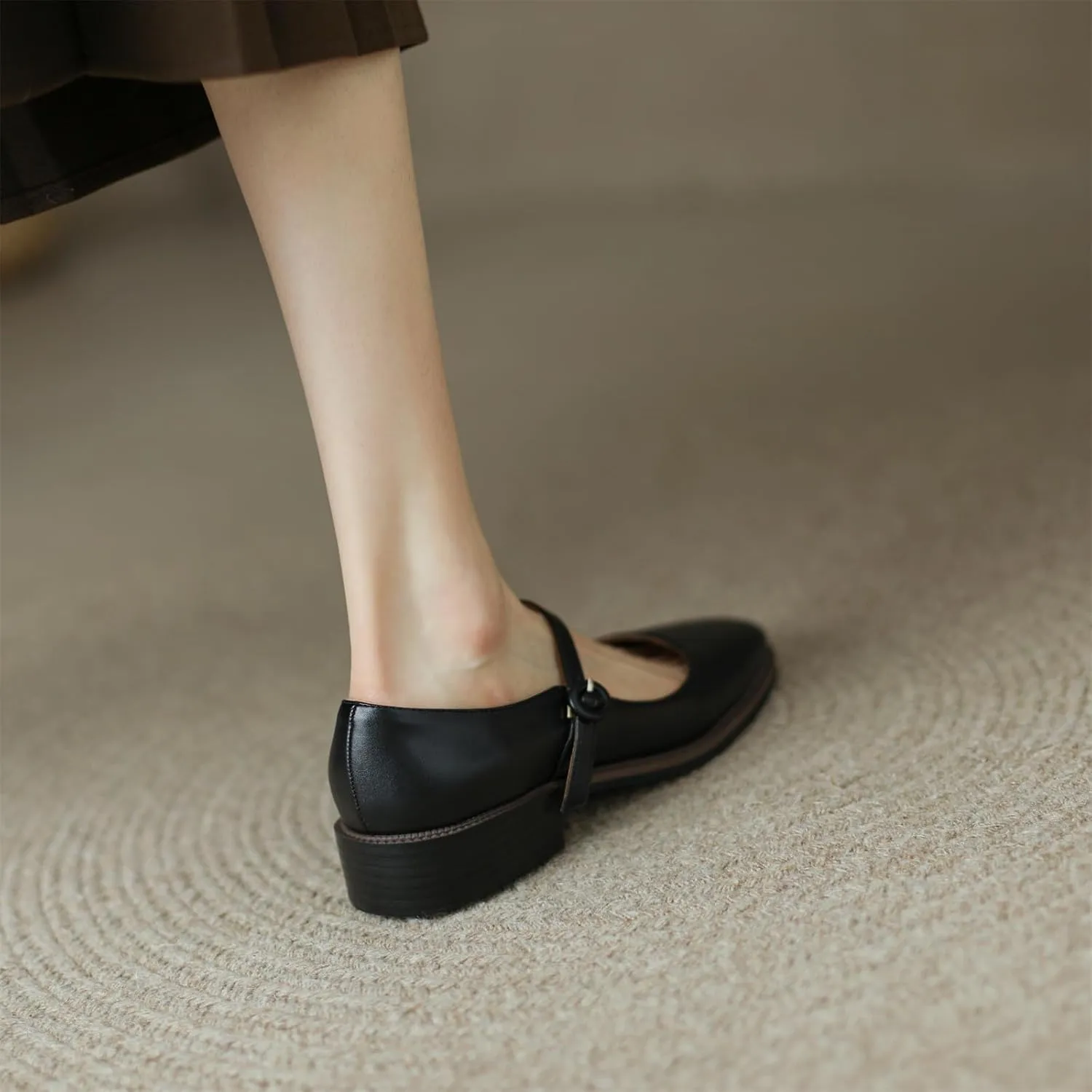 Women's Square Closed Pump Loafers Pull-On Buckle Metallic Strap Comfortable Chunky Low Heel Office Student Work Casual Comfortable Fashion Business Daily Wear Dress Shoes