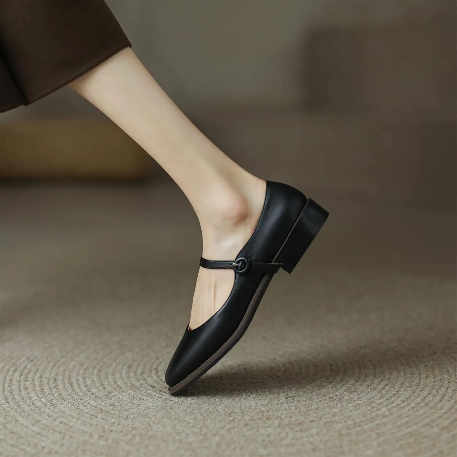 Women's Square Closed Pump Loafers Pull-On Buckle Metallic Strap Comfortable Chunky Low Heel Office Student Work Casual Comfortable Fashion Business Daily Wear Dress Shoes
