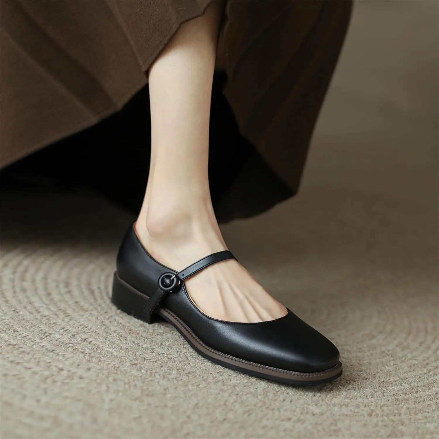 Women's Square Closed Pump Loafers Pull-On Buckle Metallic Strap Comfortable Chunky Low Heel Office Student Work Casual Comfortable Fashion Business Daily Wear Dress Shoes