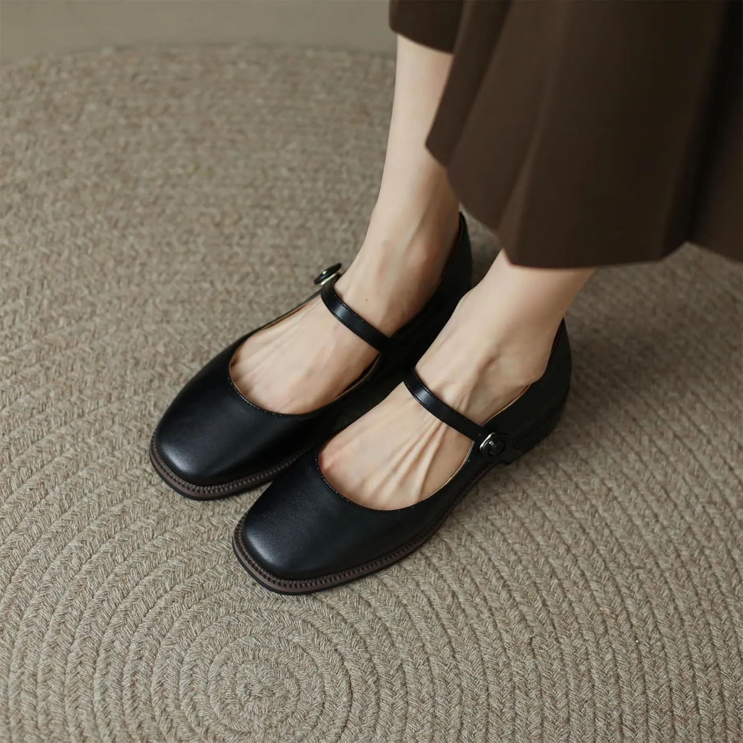 Women's Square Closed Pump Loafers Pull-On Buckle Metallic Strap Comfortable Chunky Low Heel Office Student Work Casual Comfortable Fashion Business Daily Wear Dress Shoes