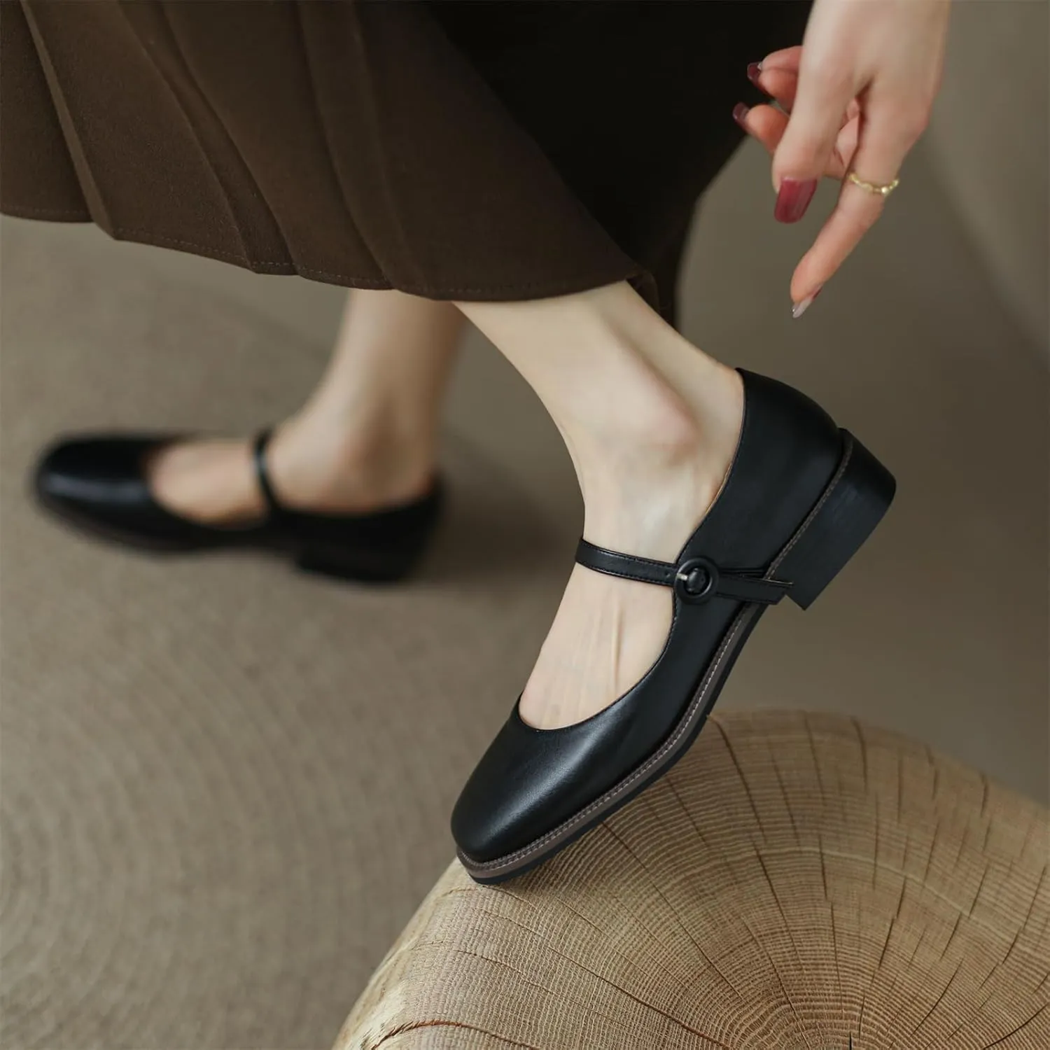 Women's Square Closed Pump Loafers Pull-On Buckle Metallic Strap Comfortable Chunky Low Heel Office Student Work Casual Comfortable Fashion Business Daily Wear Dress Shoes