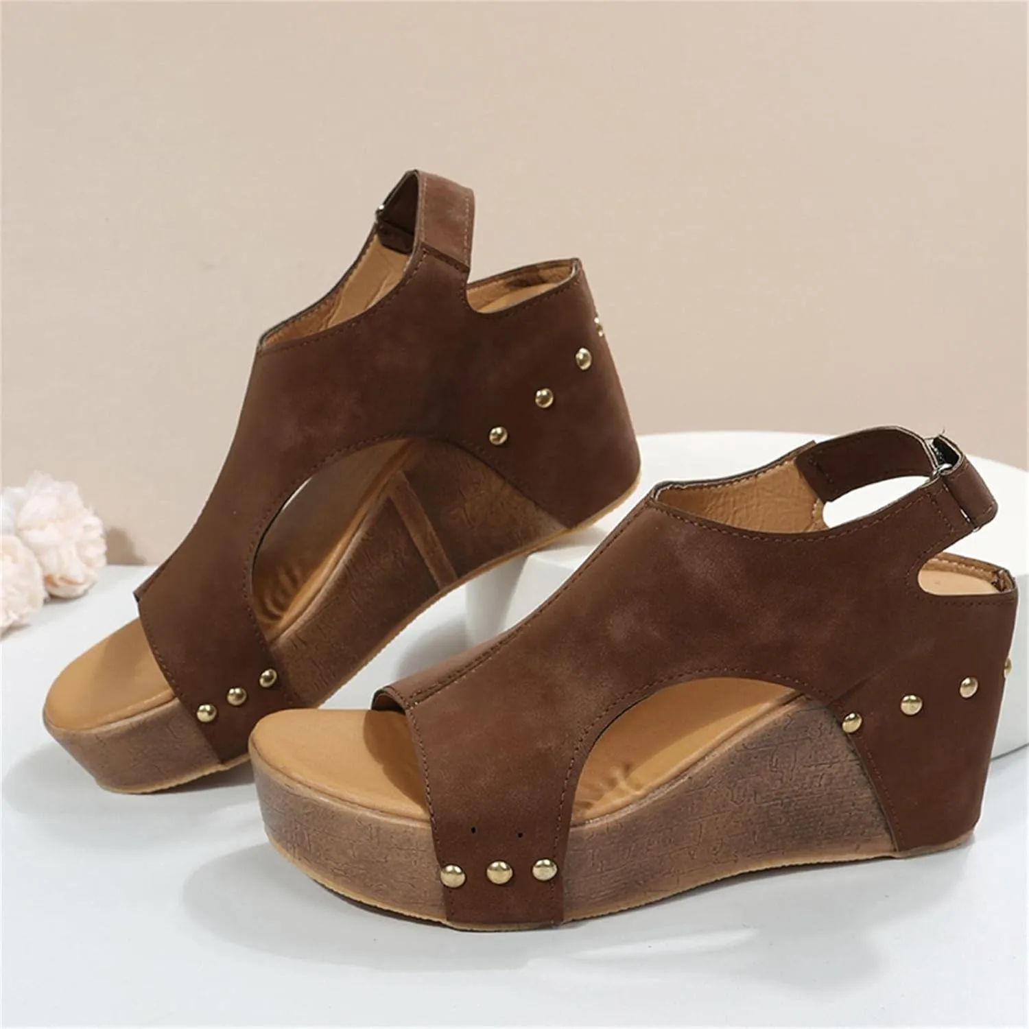 Womens Summer Fashion Open Toe Breathable Flatform Wedge Heel Sandals Thick Sole Non Slip Shoes with Arch Support for Comfort