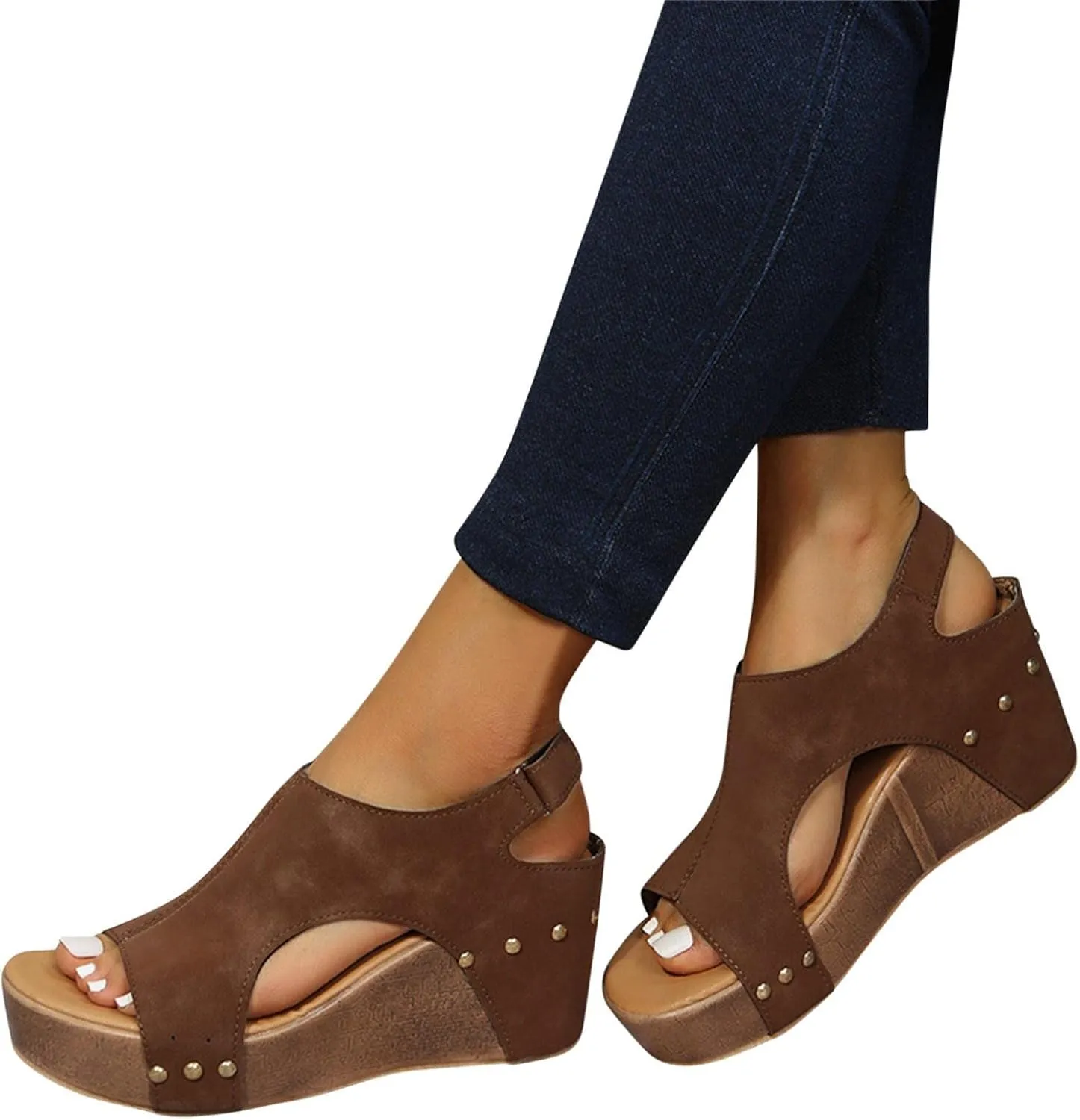 Womens Summer Fashion Open Toe Breathable Flatform Wedge Heel Sandals Thick Sole Non Slip Shoes with Arch Support for Comfort