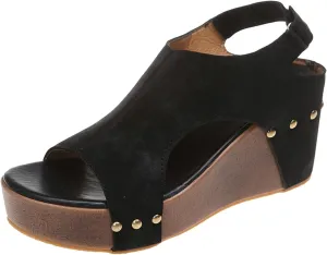 Womens Summer Fashion Open Toe Breathable Flatform Wedge Heel Sandals Thick Sole Non Slip Shoes with Arch Support for Comfort