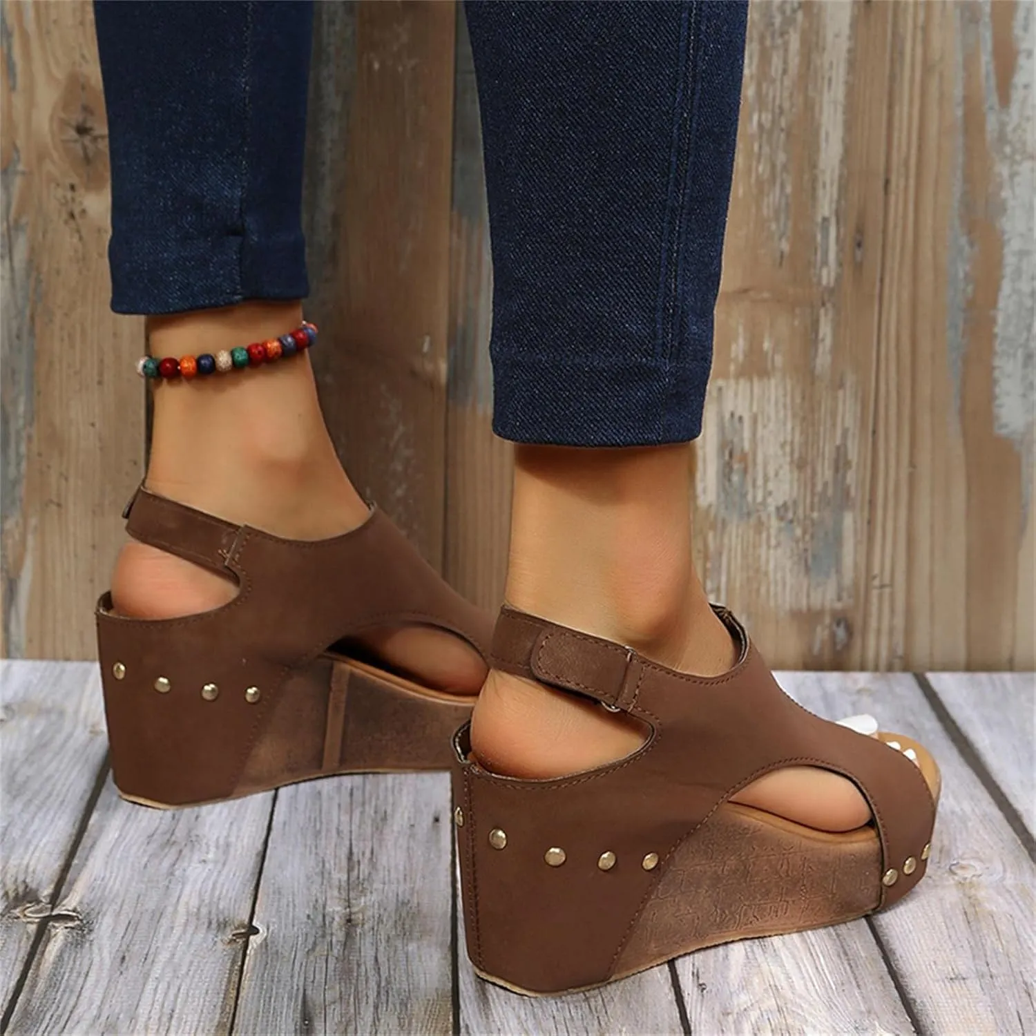 Womens Summer Fashion Open Toe Breathable Flatform Wedge Heel Sandals Thick Sole Non Slip Shoes with Arch Support for Comfort