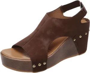 Womens Summer Fashion Open Toe Breathable Flatform Wedge Heel Sandals Thick Sole Non Slip Shoes with Arch Support for Comfort