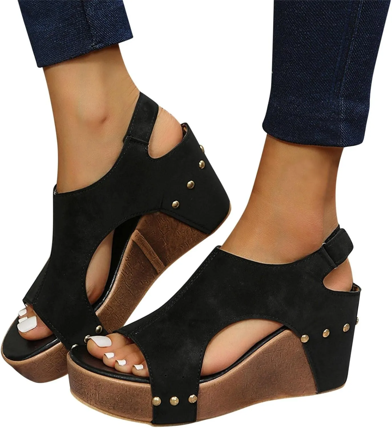 Womens Summer Fashion Open Toe Breathable Flatform Wedge Heel Sandals Thick Sole Non Slip Shoes with Arch Support for Comfort