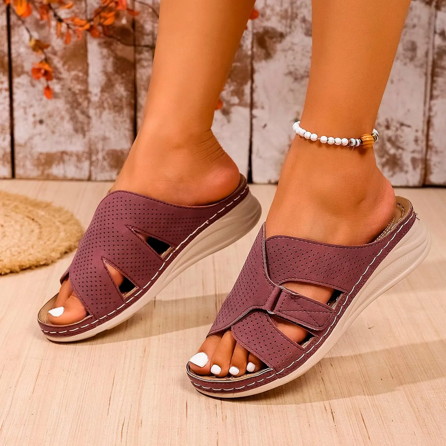 Women's Summer Slippers Open Toe Thick Sole Comfortable Casual Wear For Daily Leisure And Work