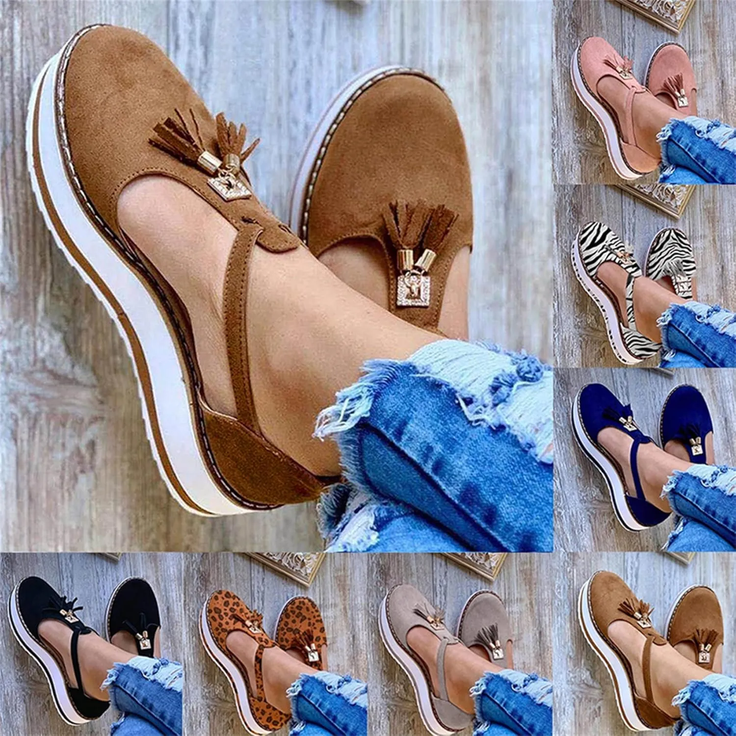 Women's Walking Shoes Orthopedic Walking Sandals 2022 Retro Round Toe Loafers Wedge Sandals Casual Summer Closed Toe Canvas Shoes,Blue,US7/EU38