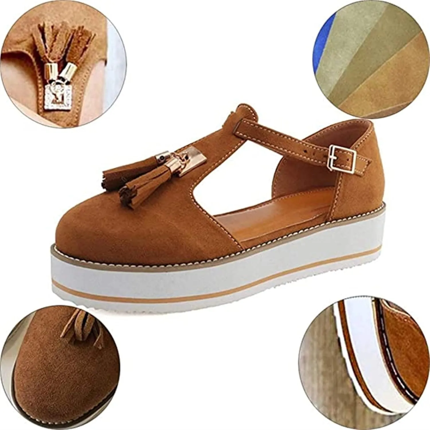 Women's Walking Shoes Orthopedic Walking Sandals 2022 Retro Round Toe Loafers Wedge Sandals Casual Summer Closed Toe Canvas Shoes,Blue,US7/EU38