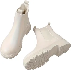 Women's Warm Fleece-Lined Boots with Thick Sole - Slip-On Winter Snow Boots for Casual Style